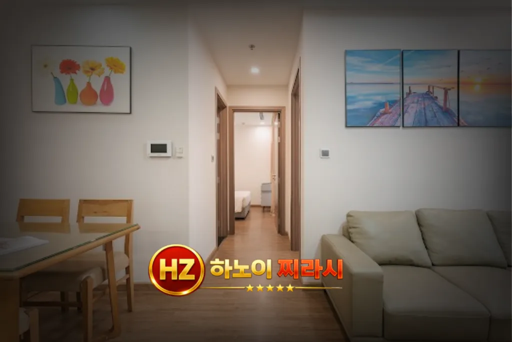 하노이 그린베이 아파트 2룸 복도 분위기입니다.