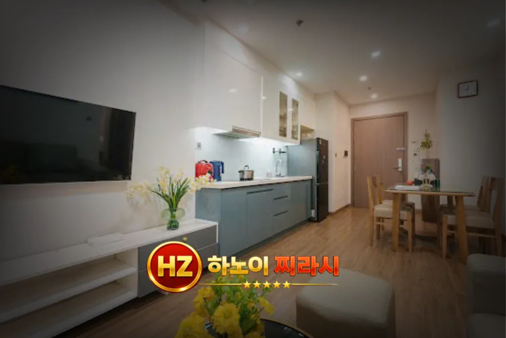 하노이 그린베이 아파트 2룸 주방 분위기입니다.