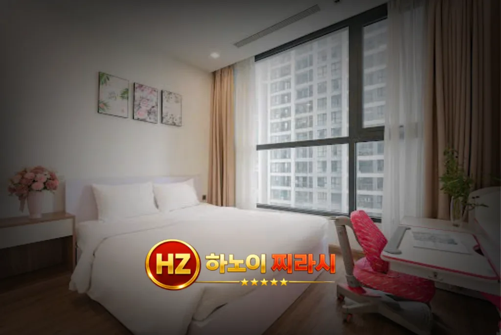 하노이 그린베이 아파트 2룸 침실 분위기입니다.