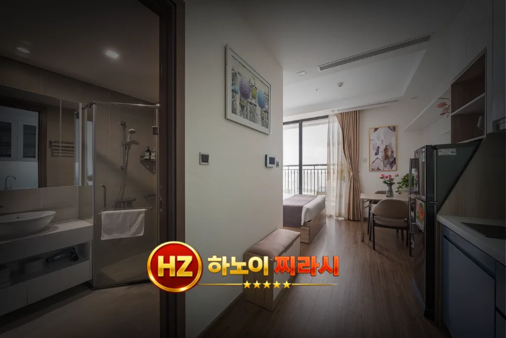 하노이 그린베이 아파트 스튜디오룸 복도 분위기입니다.