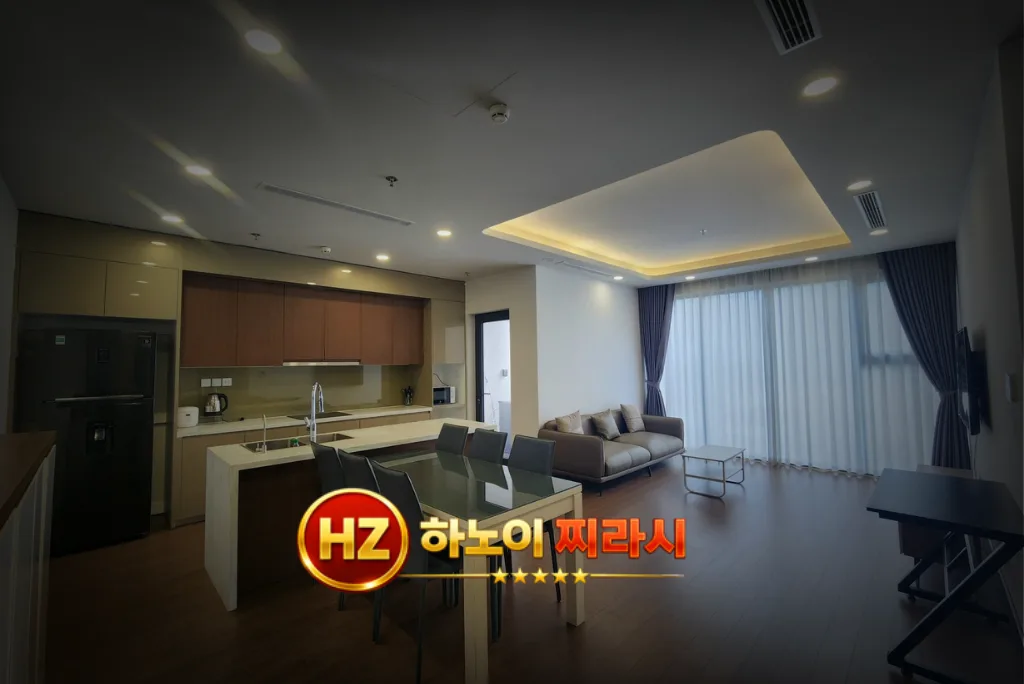 하노이 매트릭스 원 2룸 숙소 거실 구조입니다.