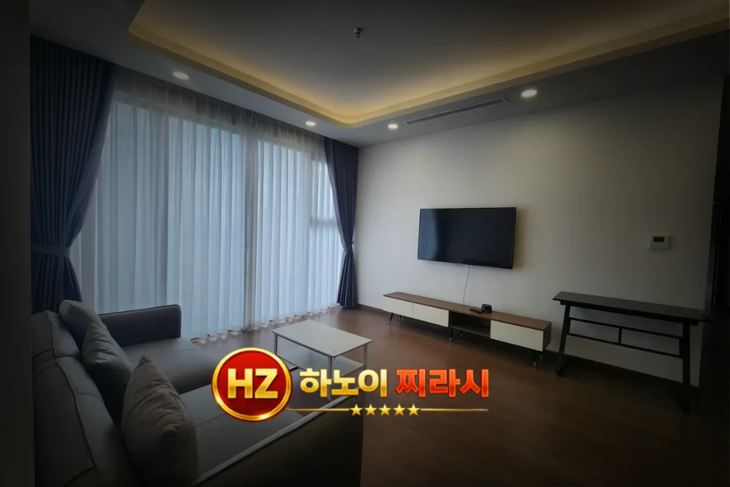 하노이 매트릭스 원 2룸 숙소 거실 분위기입니다.