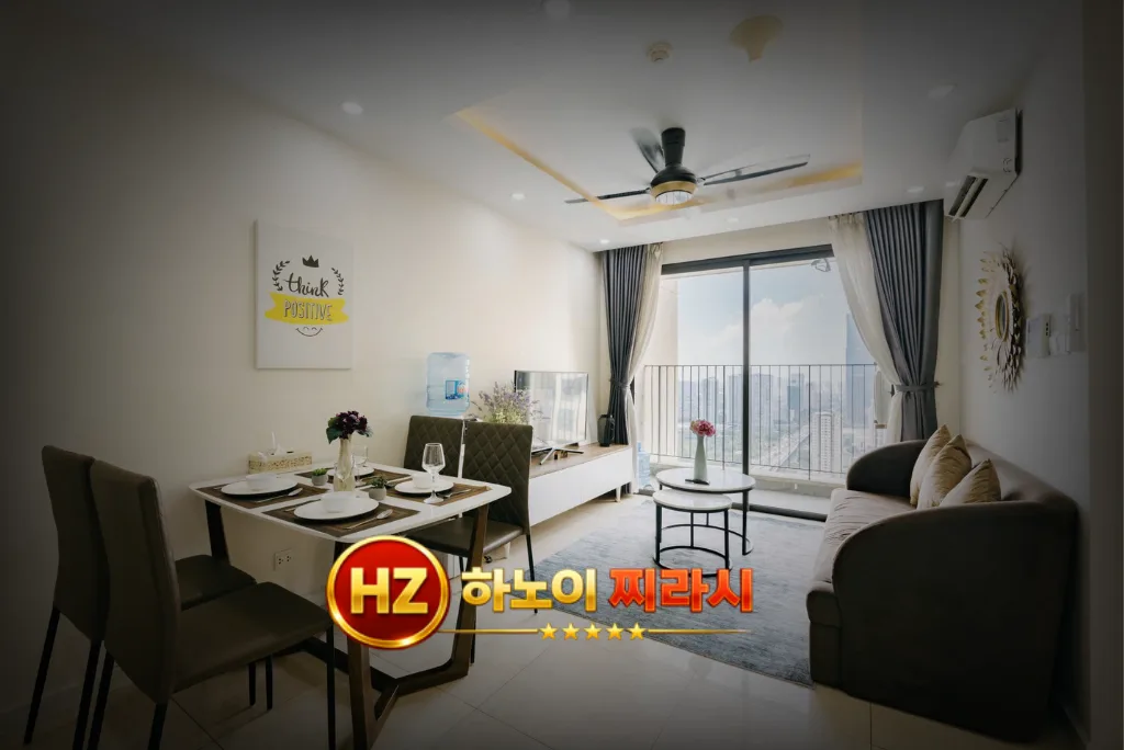 하노이 디 캐피탈 아파트 1룸 거실 모습입니다.