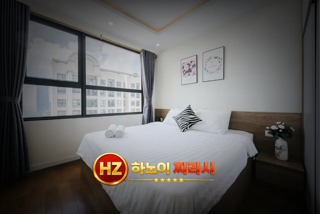 하노이 디 캐피탈 아파트 1룸 침실 모습입니다.