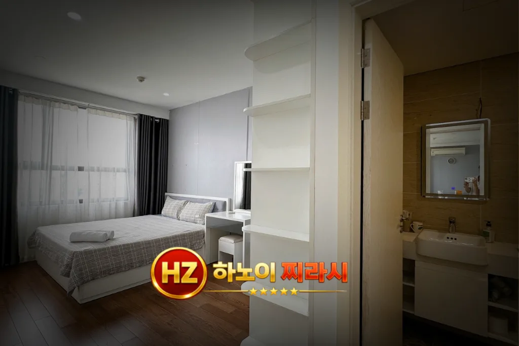 하노이 디 캐피탈 아파트 2룸 침실 모습입니다.