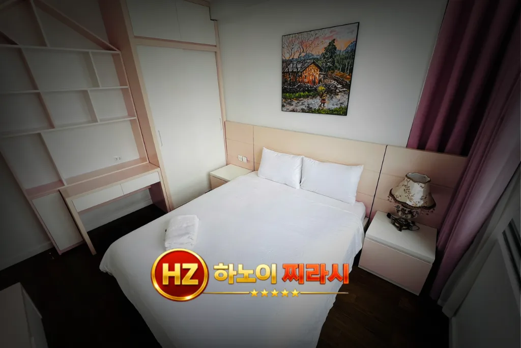 하노이 디 캐피탈 아파트 3룸 침실 분위기입니다.